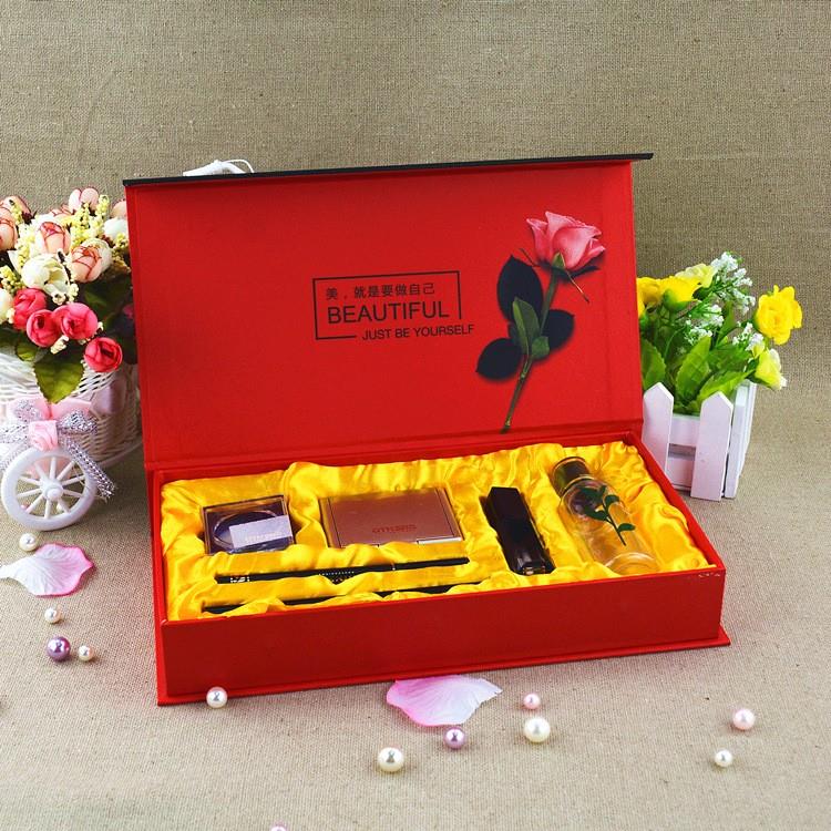 Red luxury gift tea box with silk and foam inner tray