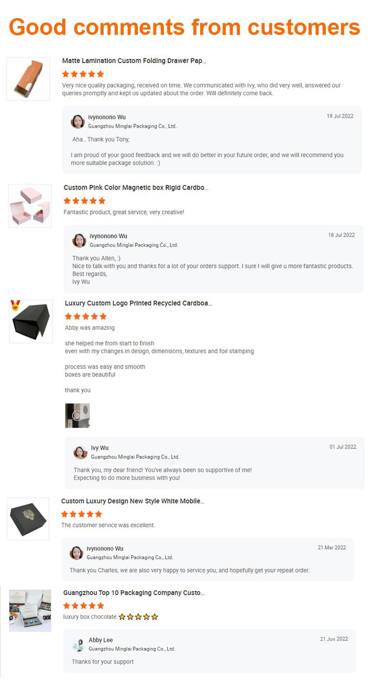 buyer feedback of Minglai packaging